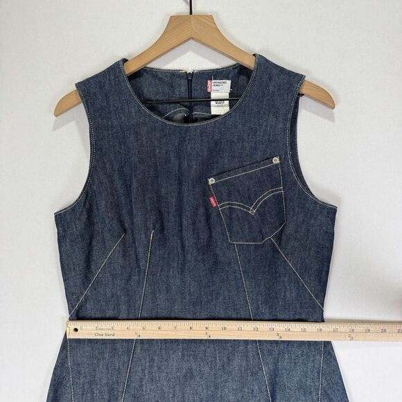 Vtg Levis Dress Womens Large Blue Engineered Dark Denim Y2K 1999 Cool Western - Picture 15 of 16